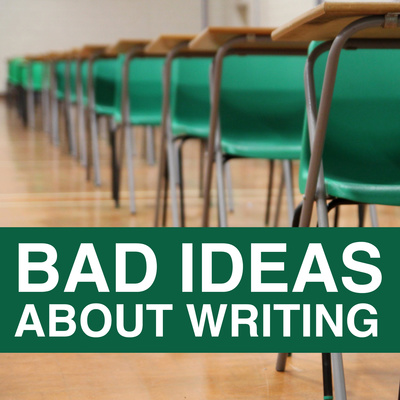 Bad Ideas About Writing thumbnail image: a row of green school chairs and a title banner